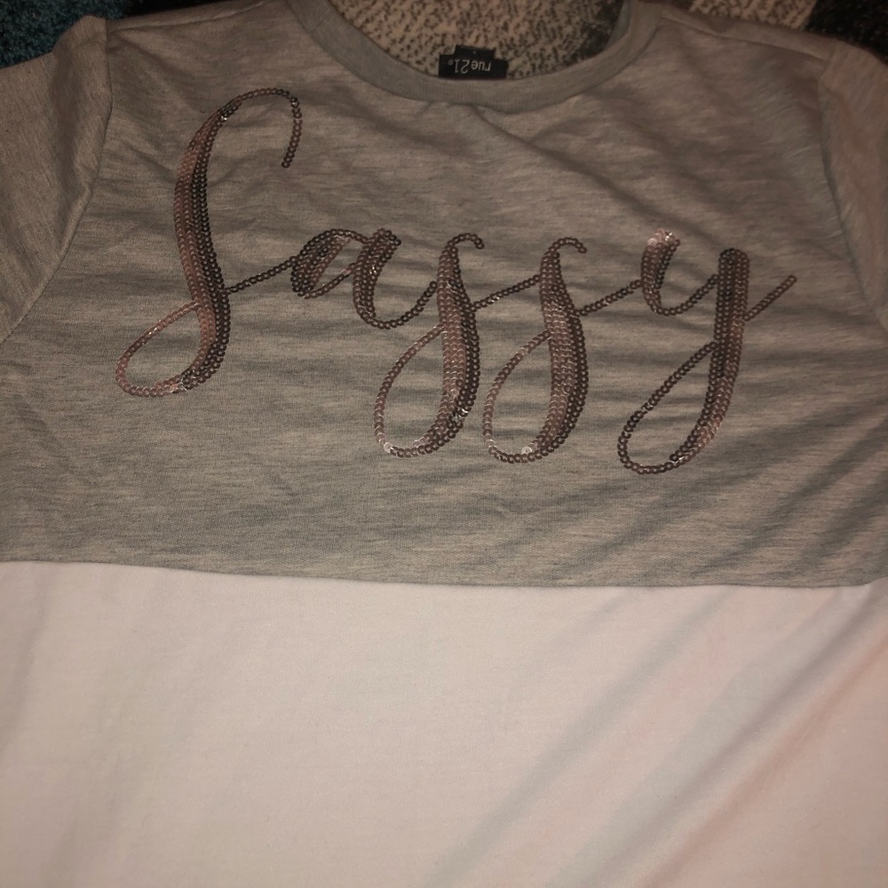 A white and grey shirt from rue 21